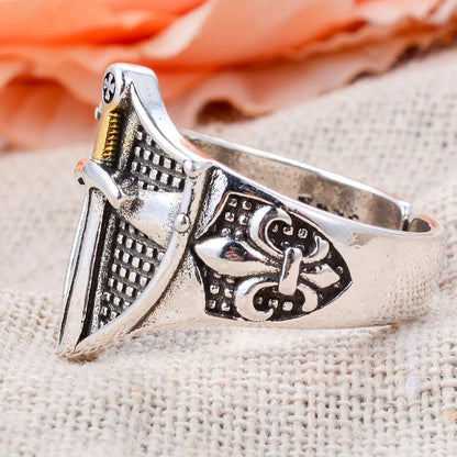 Knight's Sword & Shield Silver Ring