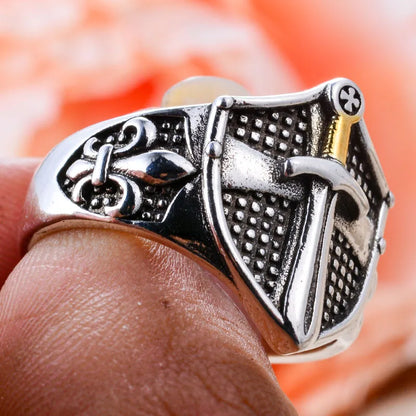 Knight's Sword & Shield Silver Ring