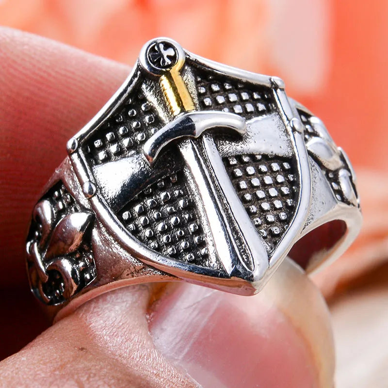 Knight's Sword & Shield Silver Ring