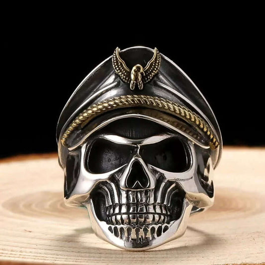 CAPTAIN SKULL - Pure Titanium Steel Ring